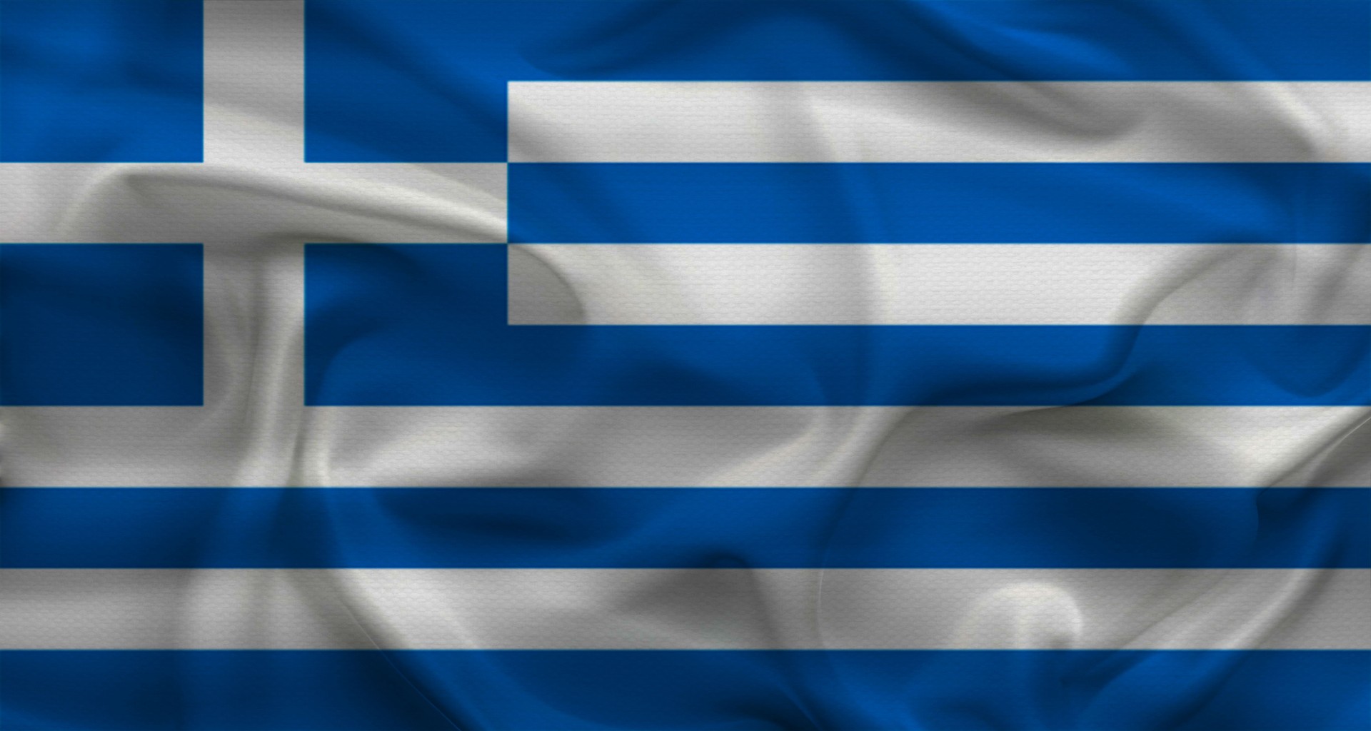 Greece flag with fabric texture. Realistic flag of Greece waving